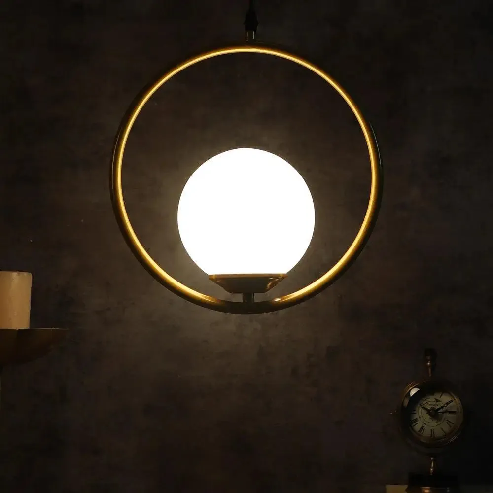 Golden Ring Globe Single Hanging Light