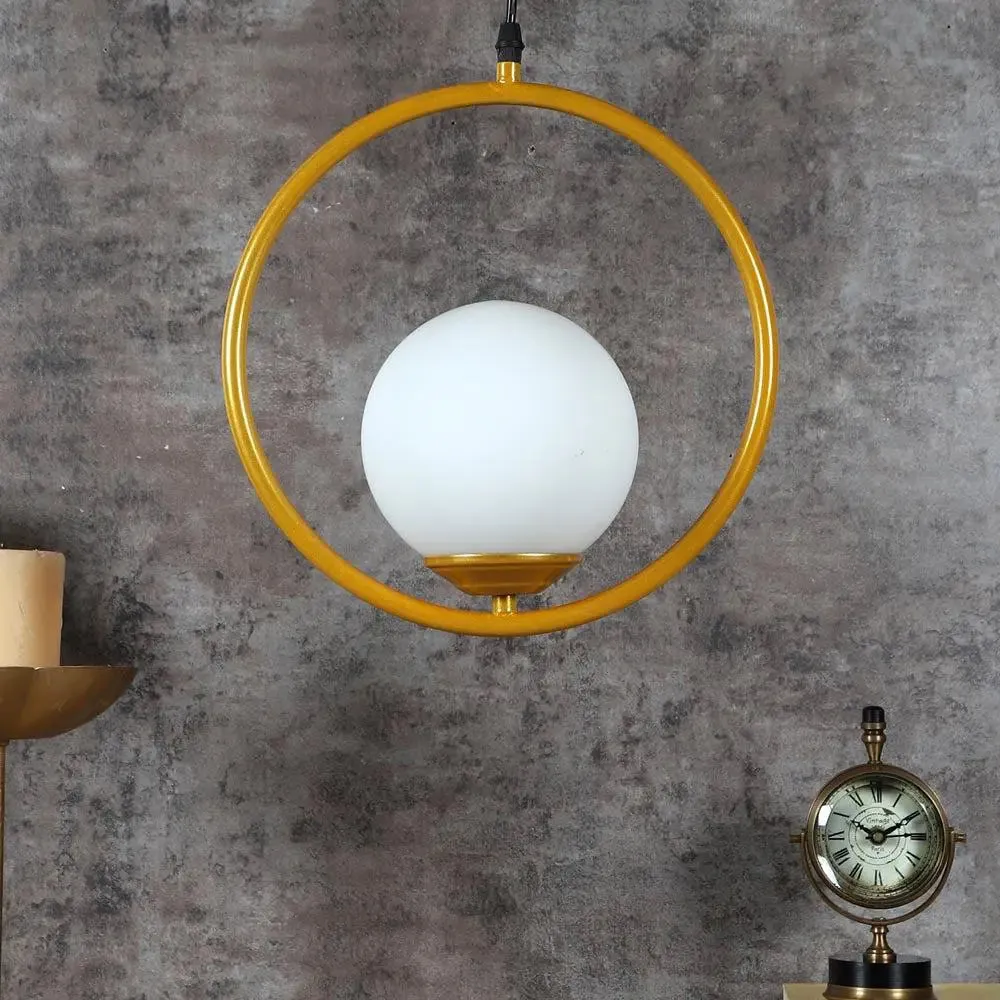 Golden Ring Globe Single Hanging Light