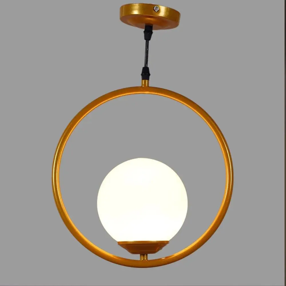 Golden Ring Globe Single Hanging Light