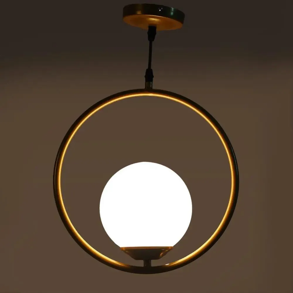 Golden Ring Globe Single Hanging Light