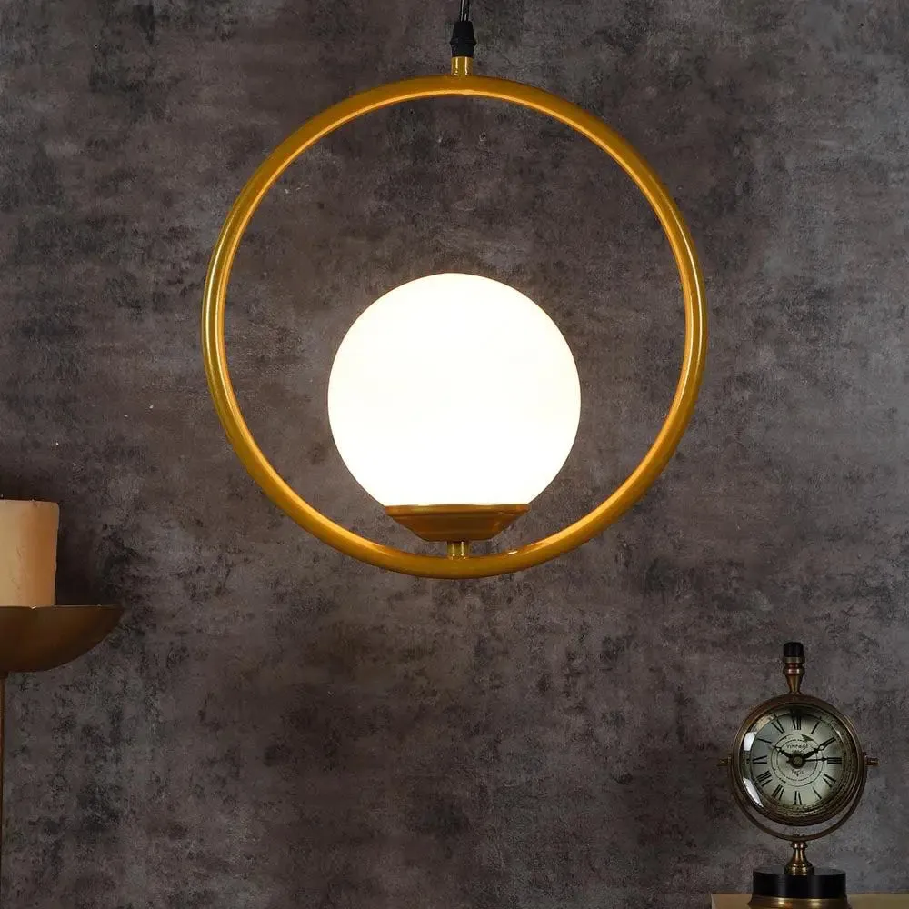 Golden Ring Globe Single Hanging Light