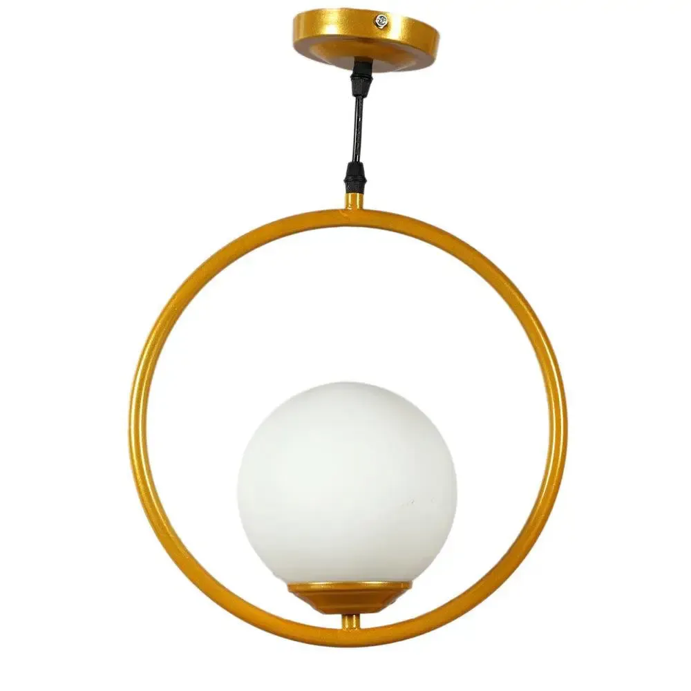 Golden Ring Globe Single Hanging Light