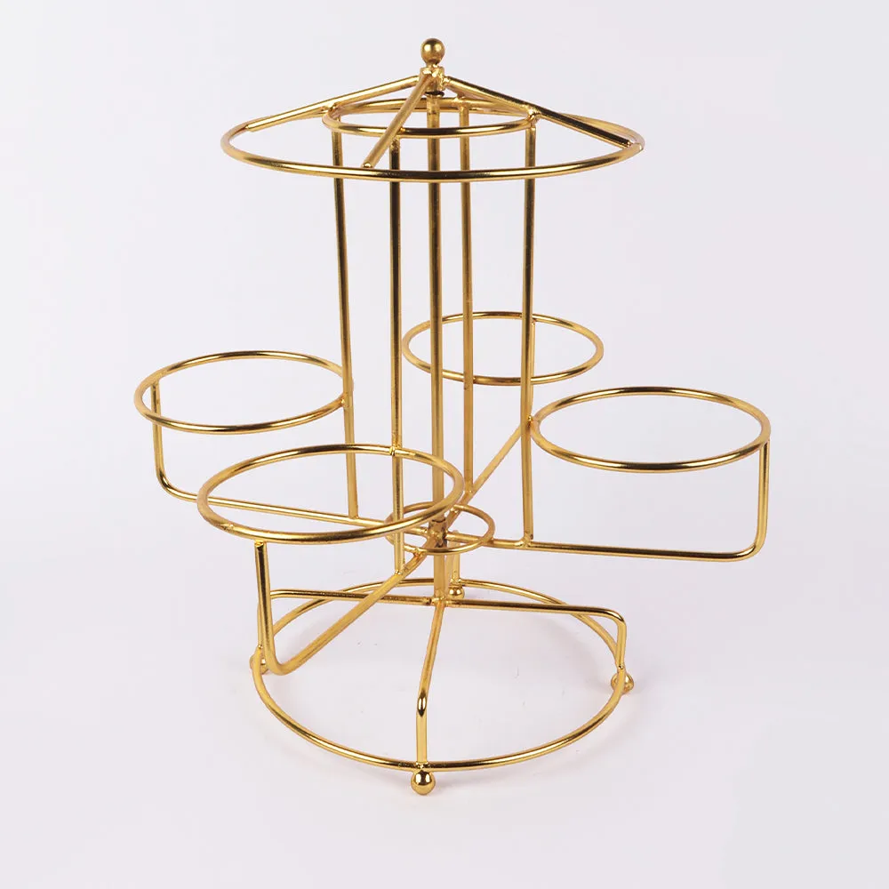 Golden Rotating Round Dry Fruits Container Stand