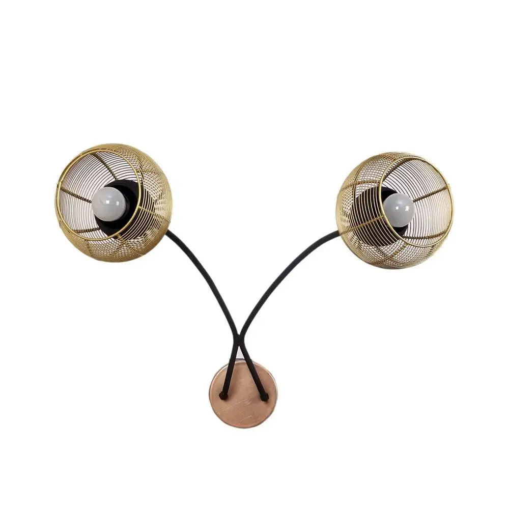 Golden Round Flower Twigs Wall Mounted Lamp Single Piece