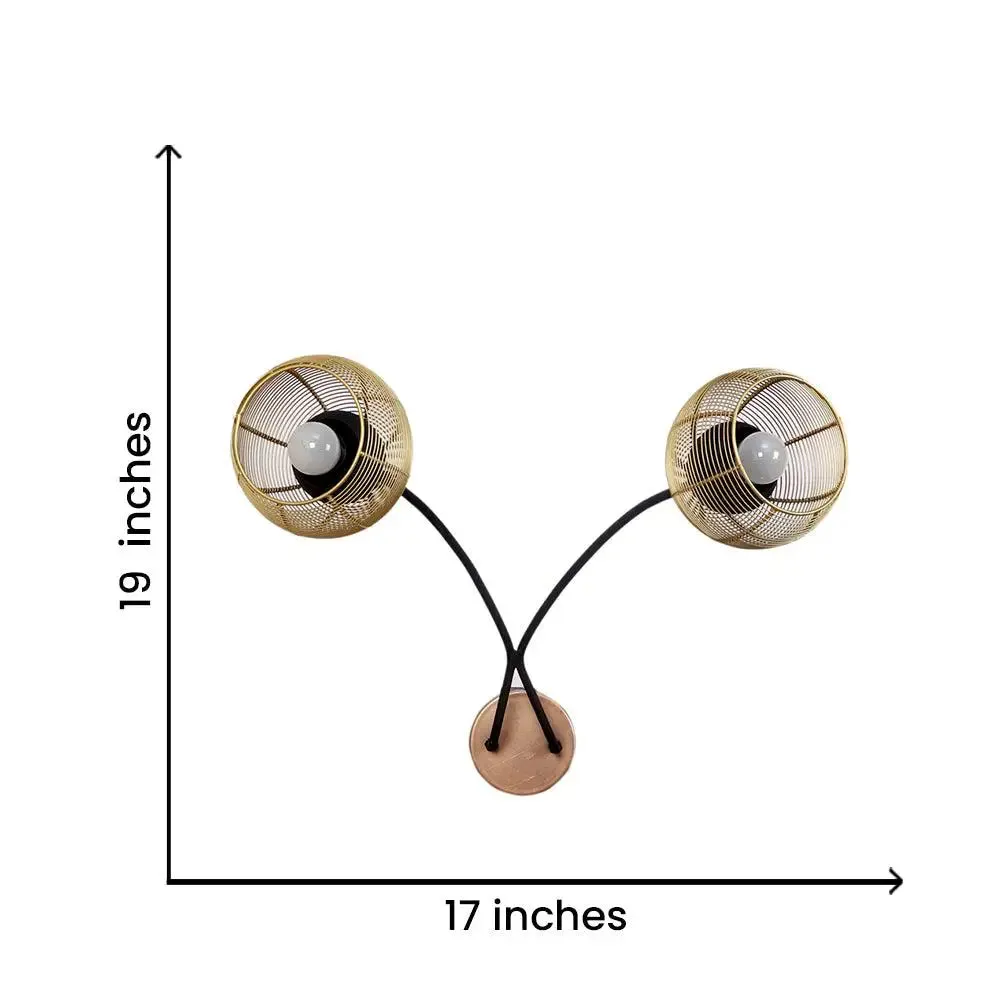 Golden Round Flower Twigs Wall Mounted Lamp Single Piece