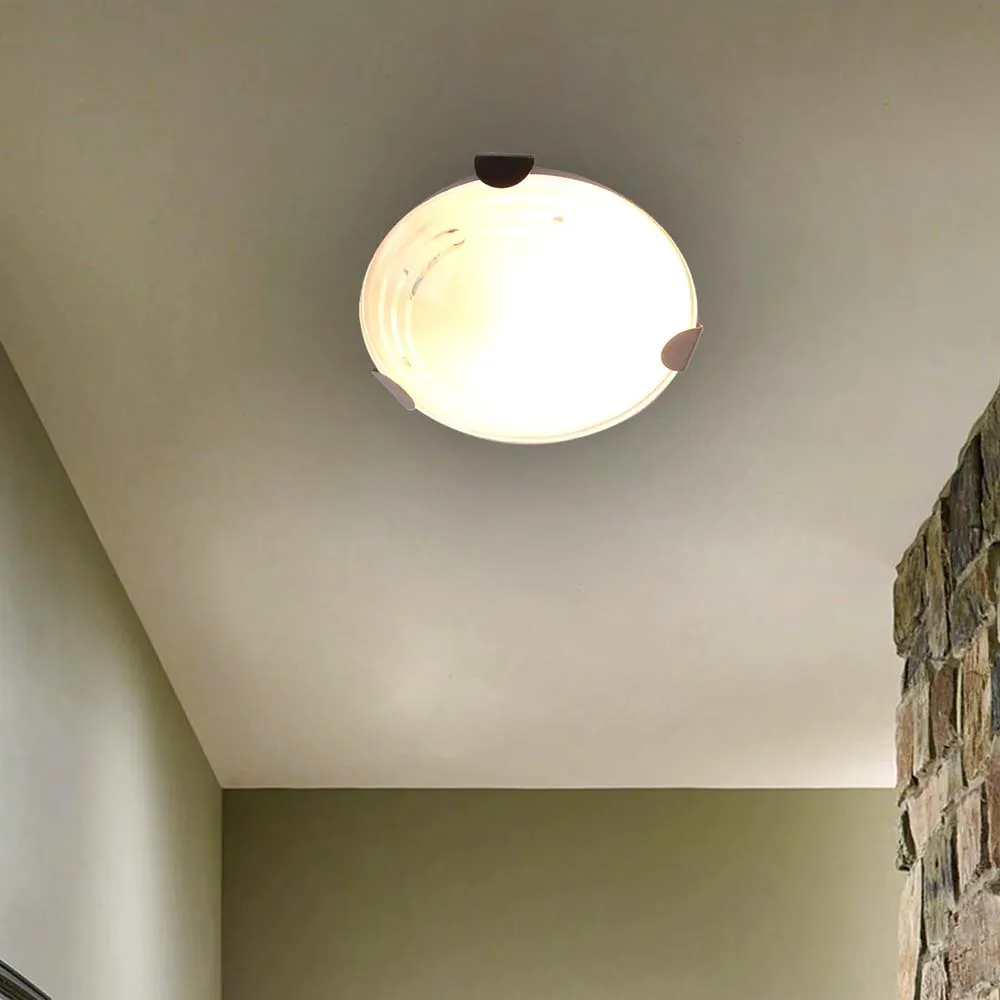 Golden Round Glass Mini Flush Mount Light