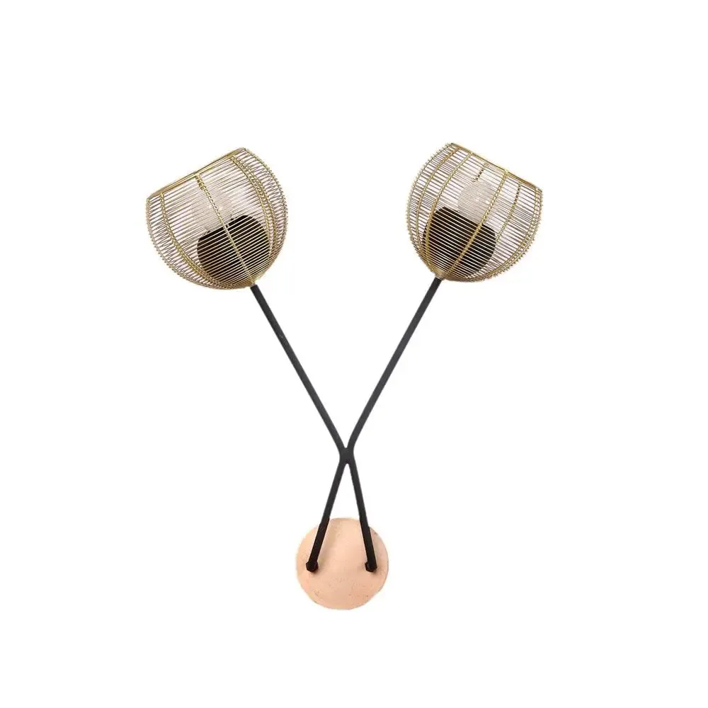 Golden Round Straight Flower Twigs Wall Mounted Lamp Single piece