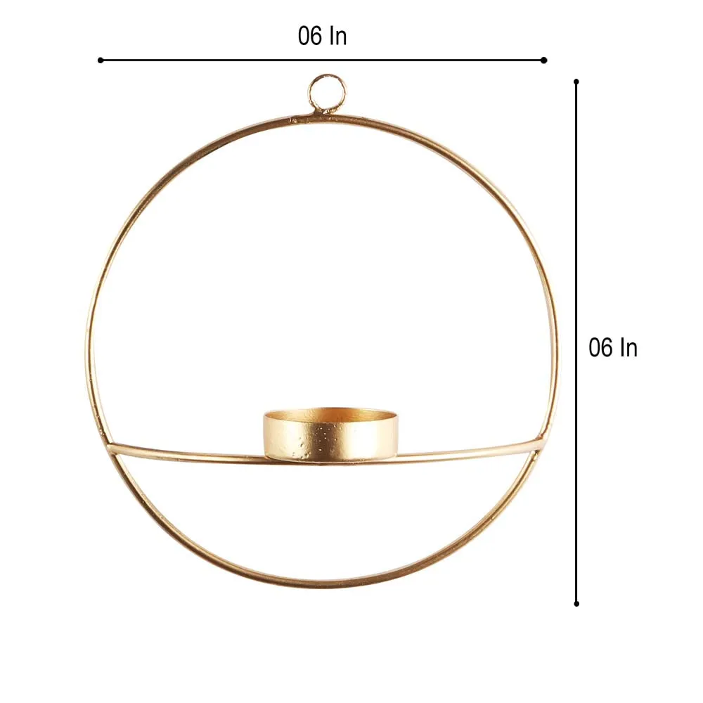 Golden Round Wall Tea Light Candle Holders Set of 2