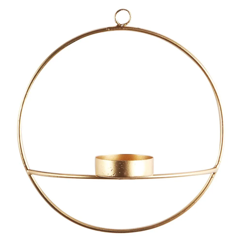 Golden Round Wall Tea Light Candle Holders Set of 2
