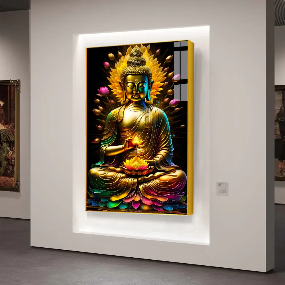 Golden Serenity Buddha Acrylic Wall Painting Regular
