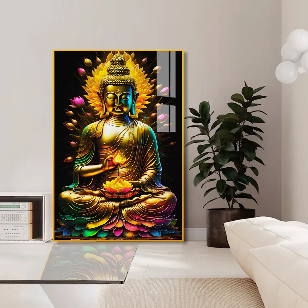 Golden Serenity Buddha Acrylic Wall Painting Regular