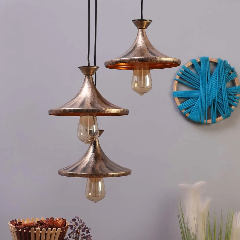 Golden Shaded Modern Club Cluster Hanging Lights Single Piece