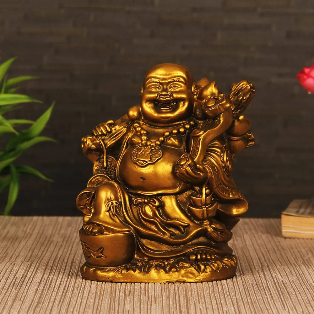 Golden & Shiny Crafted Decorative Laughing Buddha Showpiece