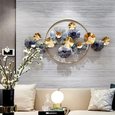 Golden & Silver Combined Floral Decorated Metal Wall Art