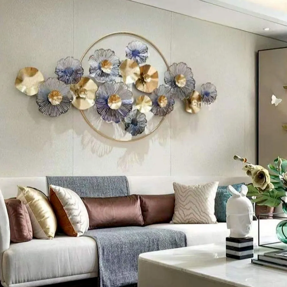 Golden & Silver Combined Floral Decorated Metal Wall Art