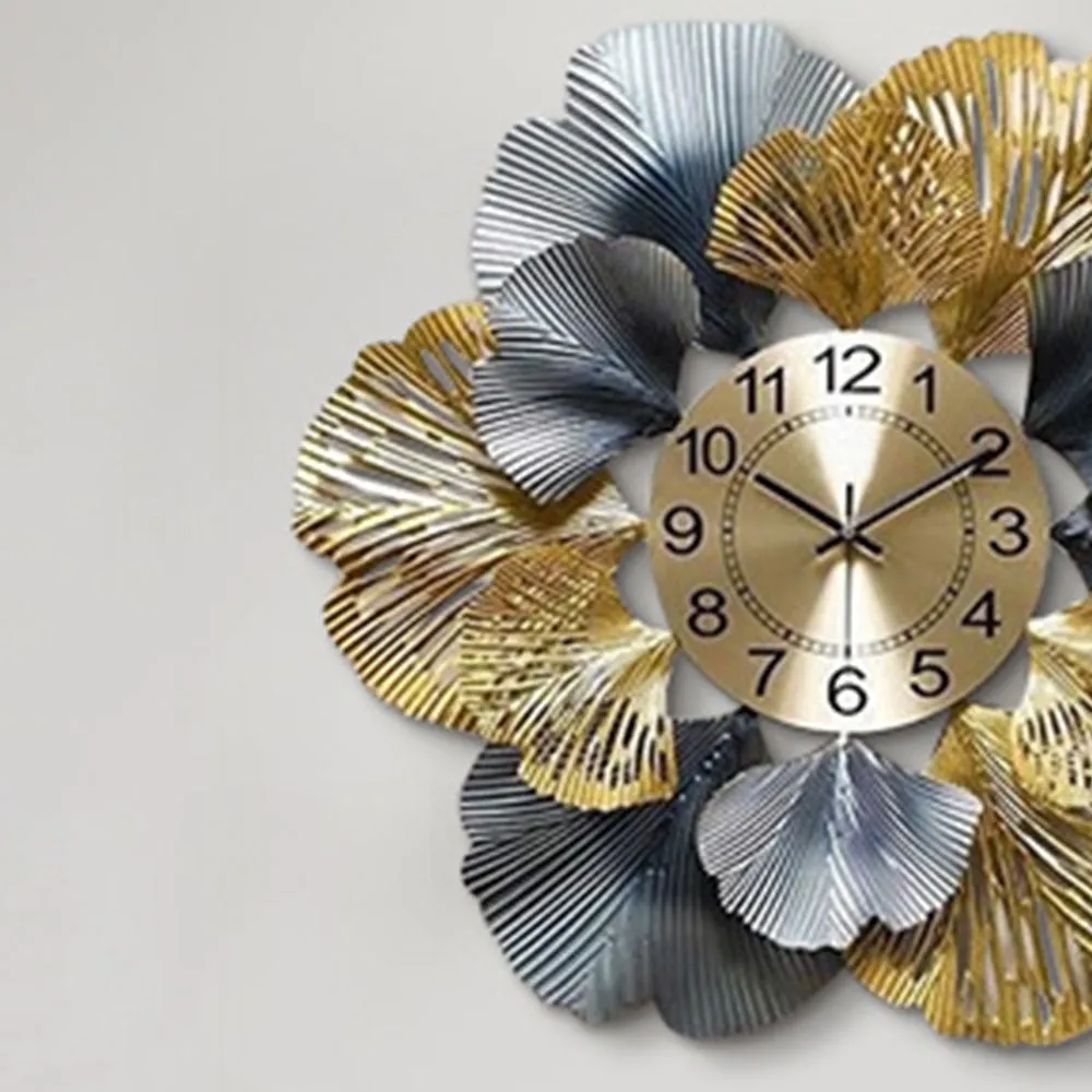 Golden & Silver Perfect Petal Formation Metal Wall Clock
