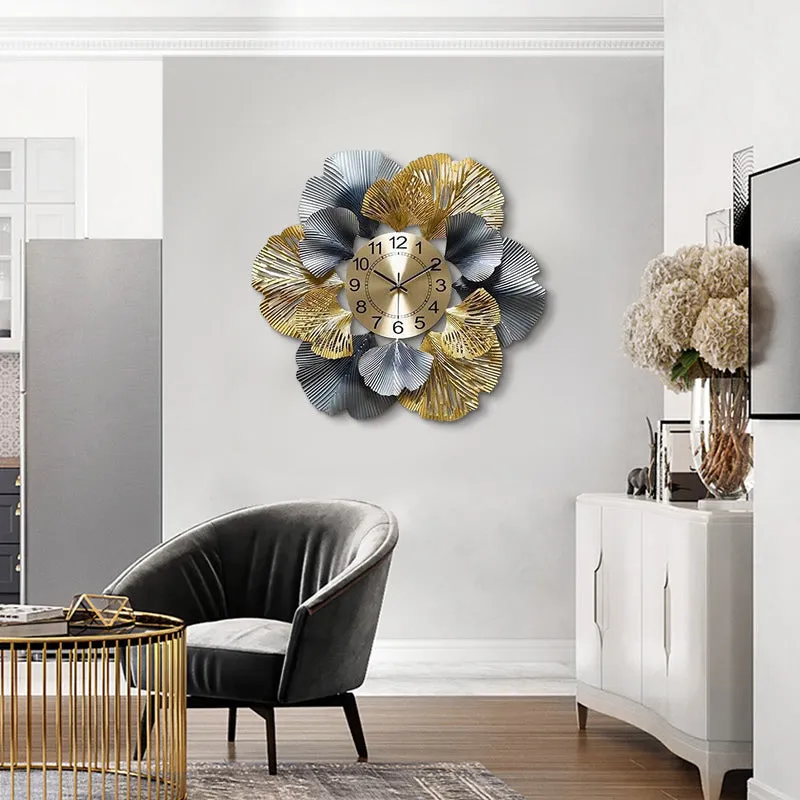 Golden & Silver Perfect Petal Formation Metal Wall Clock