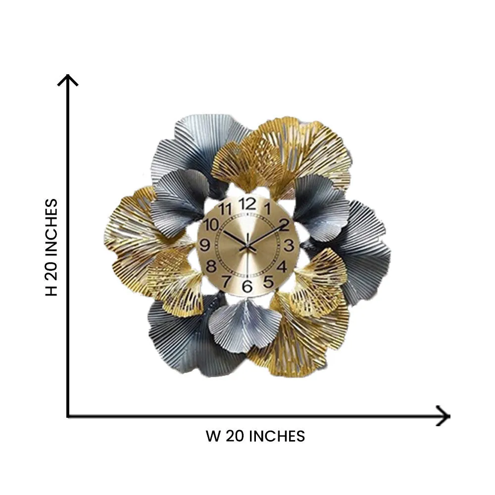 Golden & Silver Perfect Petal Formation Metal Wall Clock