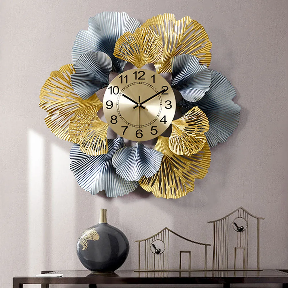 Golden & Silver Perfect Petal Formation Metal Wall Clock