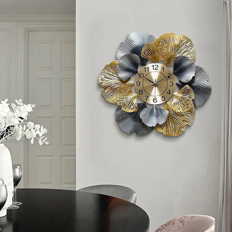 Golden & Silver Perfect Petal Formation Metal Wall Clock