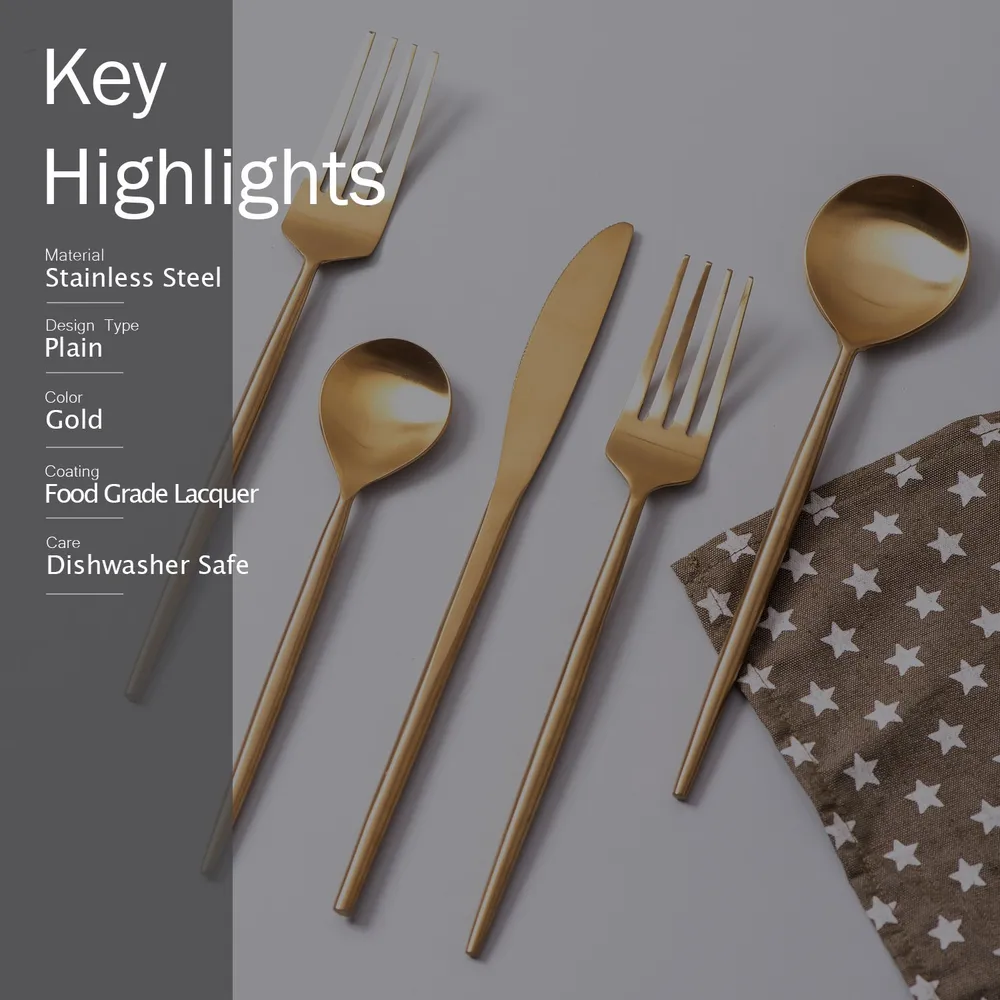 Golden Stainless Steel Dipped Cutlery Set of 5