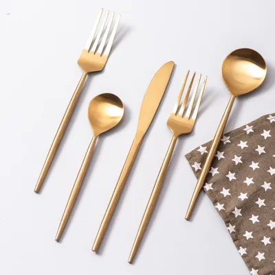 Golden Stainless Steel Dipped Cutlery Set of 5