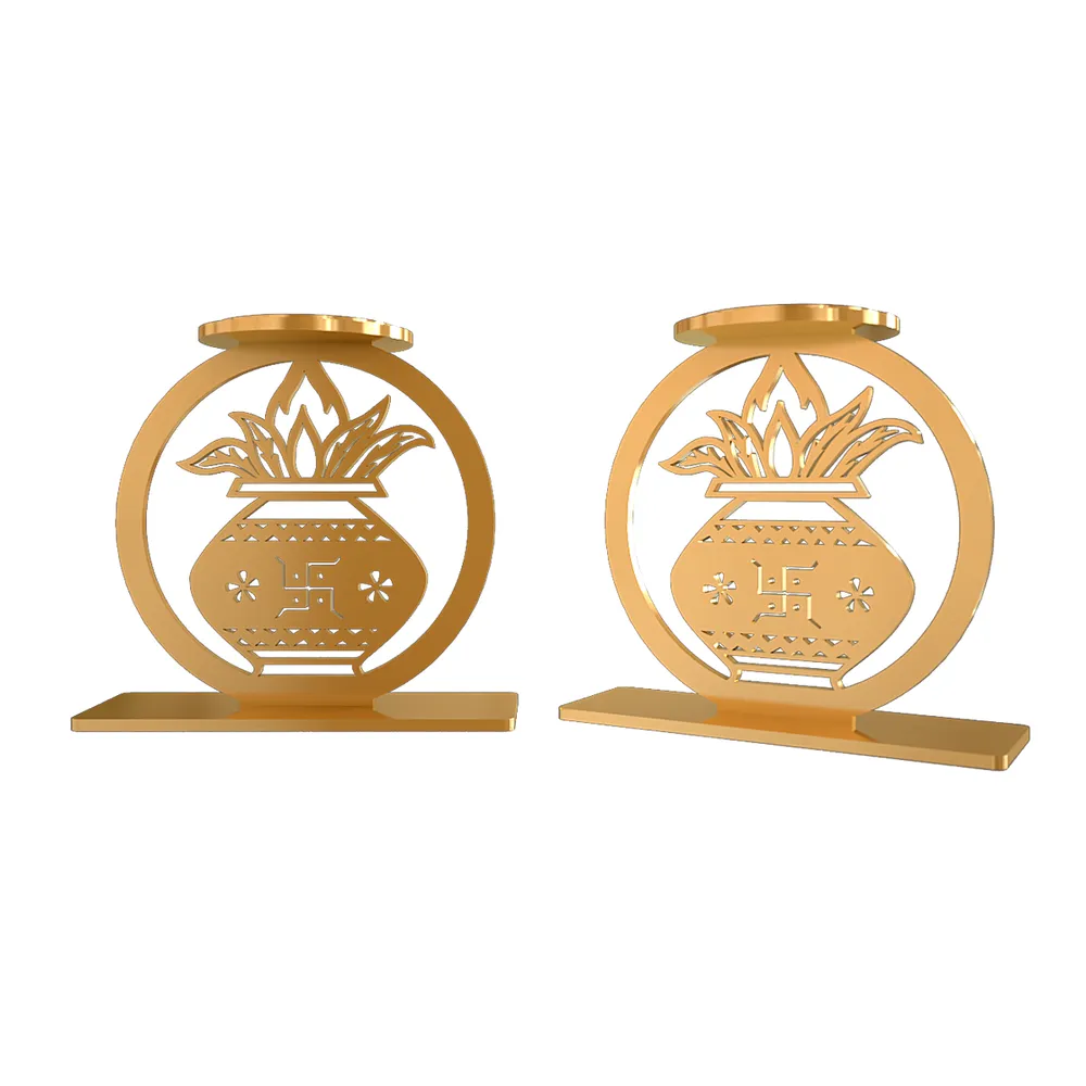Golden Tea Light Holders In Holy Grail Design Set Of 2