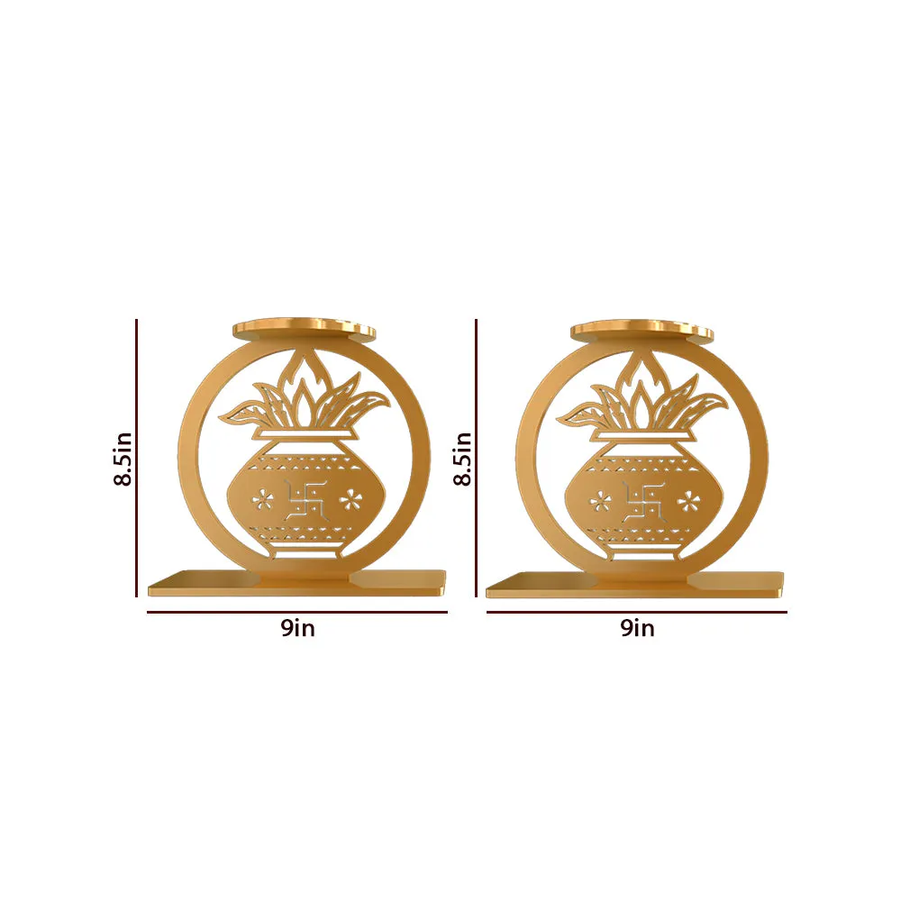 Golden Tea Light Holders In Holy Grail Design Set Of 2