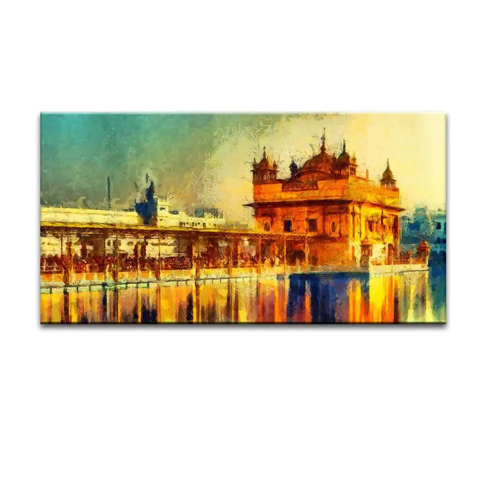 Golden Temple Canvas Printed Painting With Wood Frame