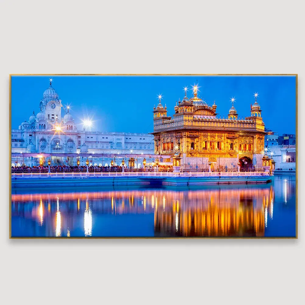 Golden Temple Design Canvas Printed Painting With Frame