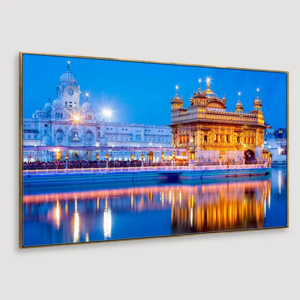 Golden Temple Design Canvas Printed Painting With Frame