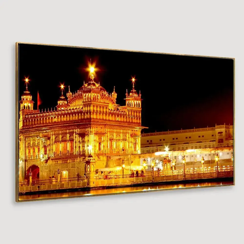 Golden Temple Design Canvas Printed Painting With Wood Frame