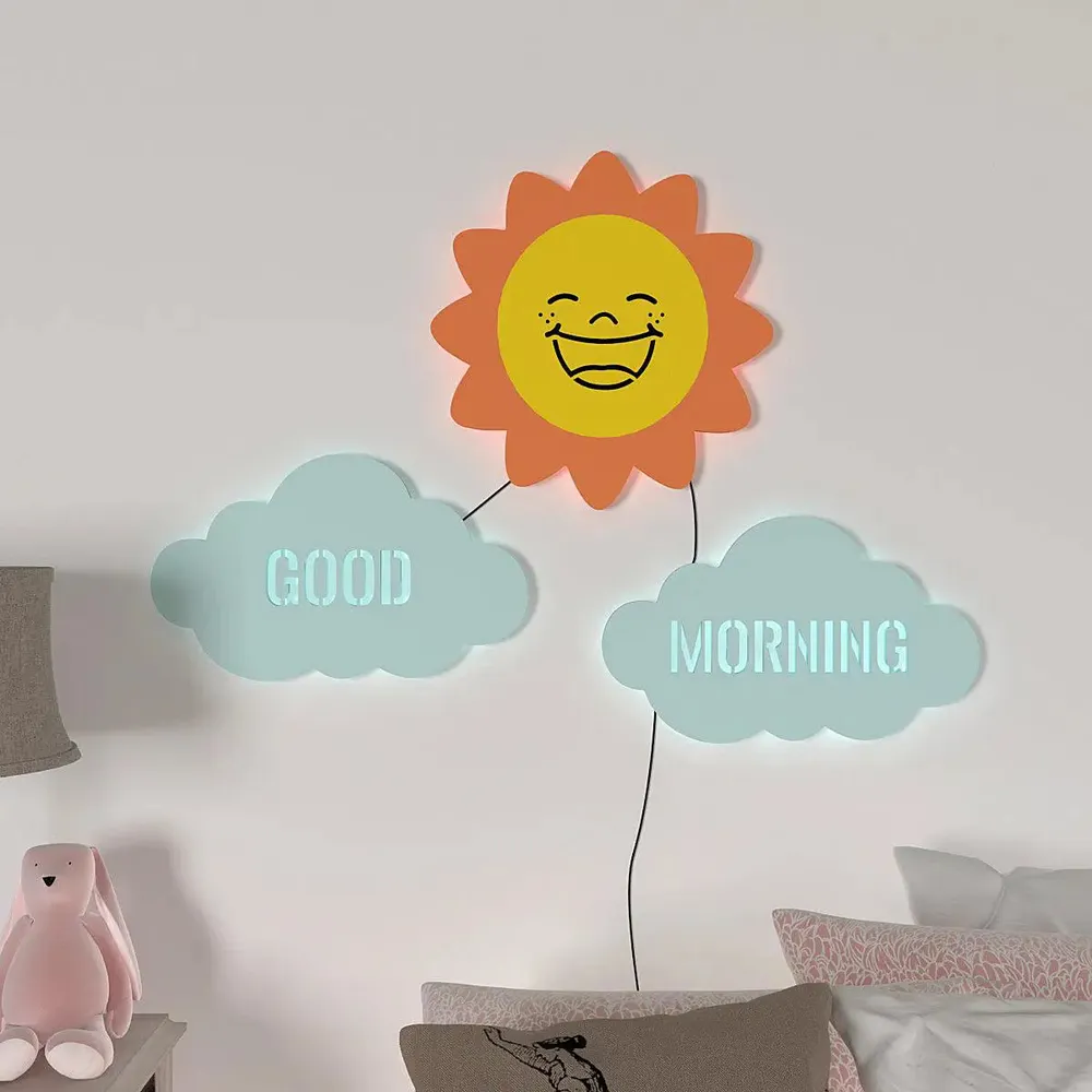 Good Morning Sun Backlit Wooden Wall Décor