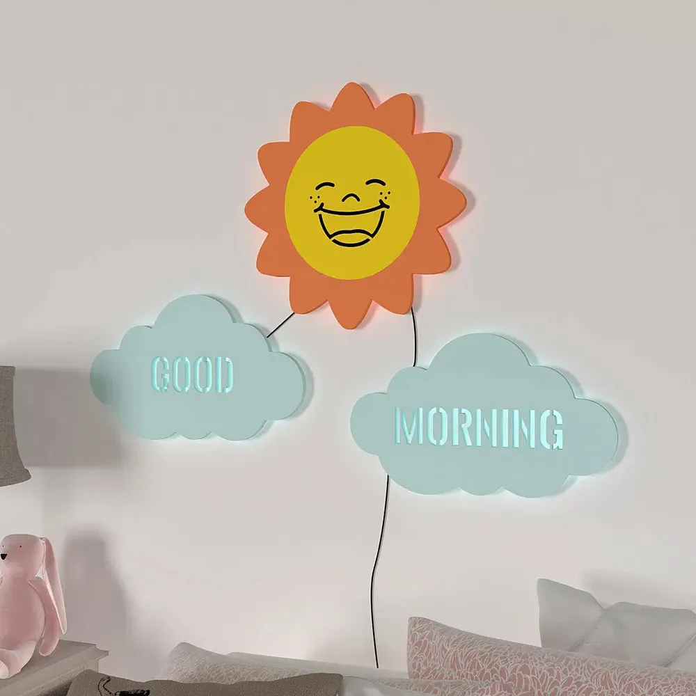 Good Morning Sun Backlit Wooden Wall Décor