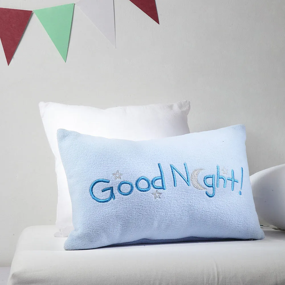 Good Night Sleep Dark Blue Kids 100% Cotton Cushion Cover Set Of 1