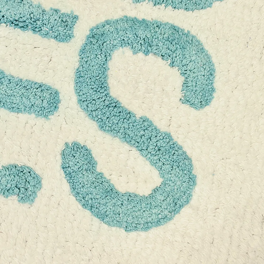 Good Vibes Printed High Absorbent White Kids Bathmat Single Piece