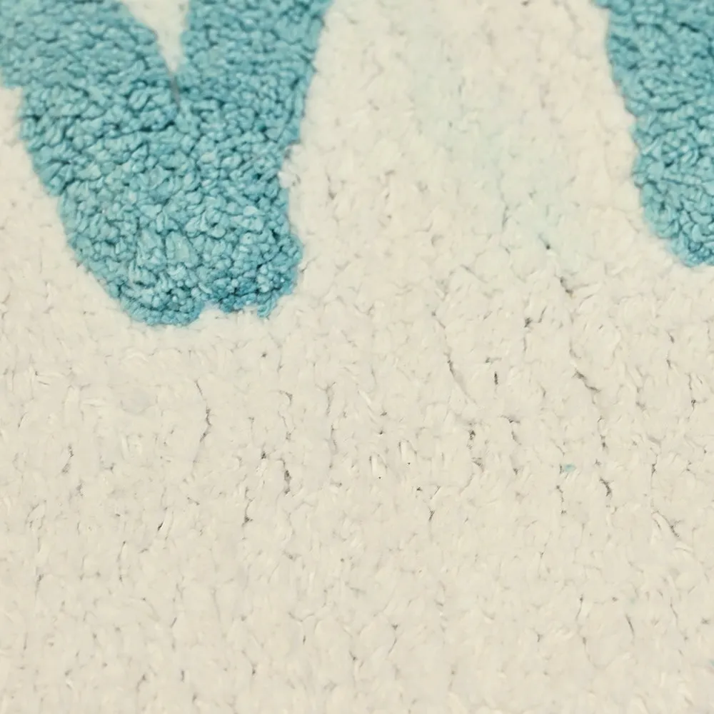 Good Vibes Printed High Absorbent White Kids Bathmat Single Piece
