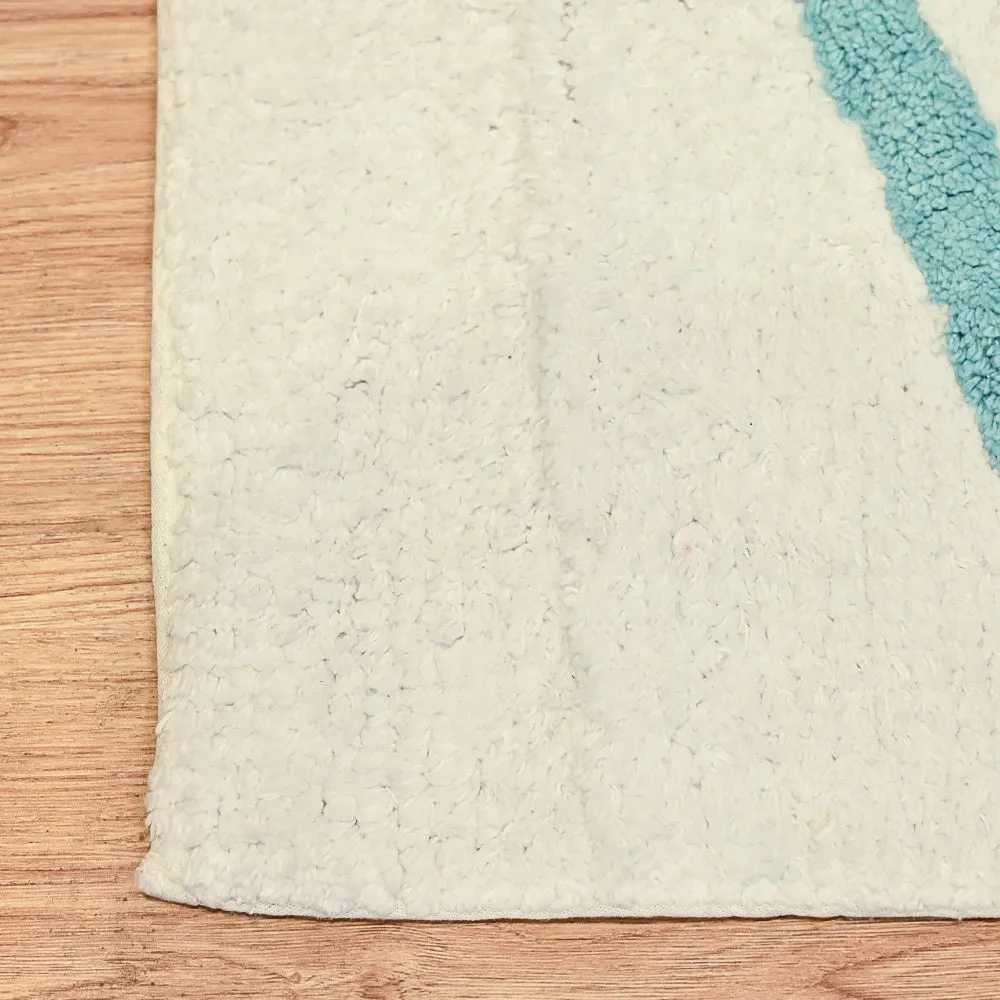 Good Vibes Printed High Absorbent White Kids Bathmat Single Piece