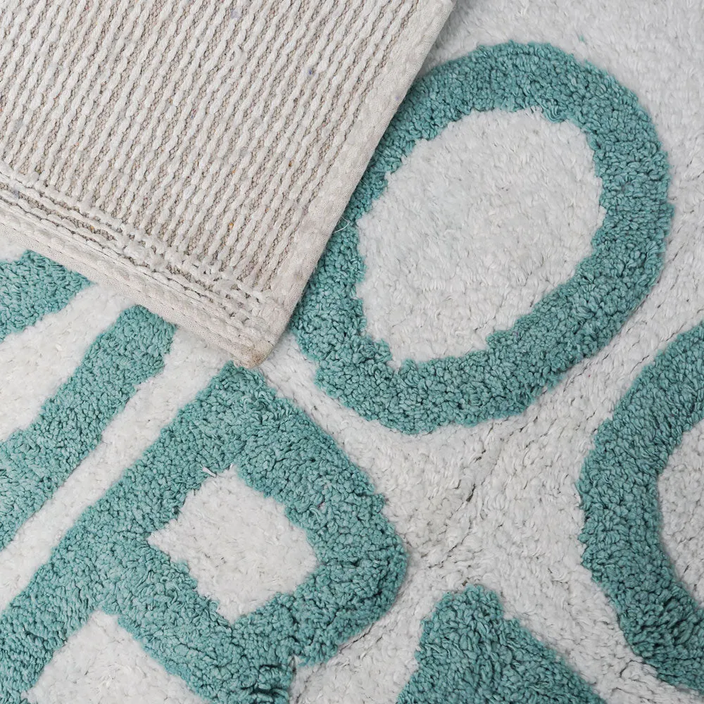 Good Vibes Printed High Absorbent White Kids Bathmat Single Piece