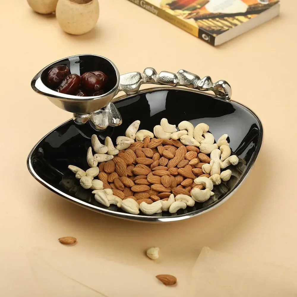 Gorgeous Aluminium Chip & Dip Platter in Black Finish