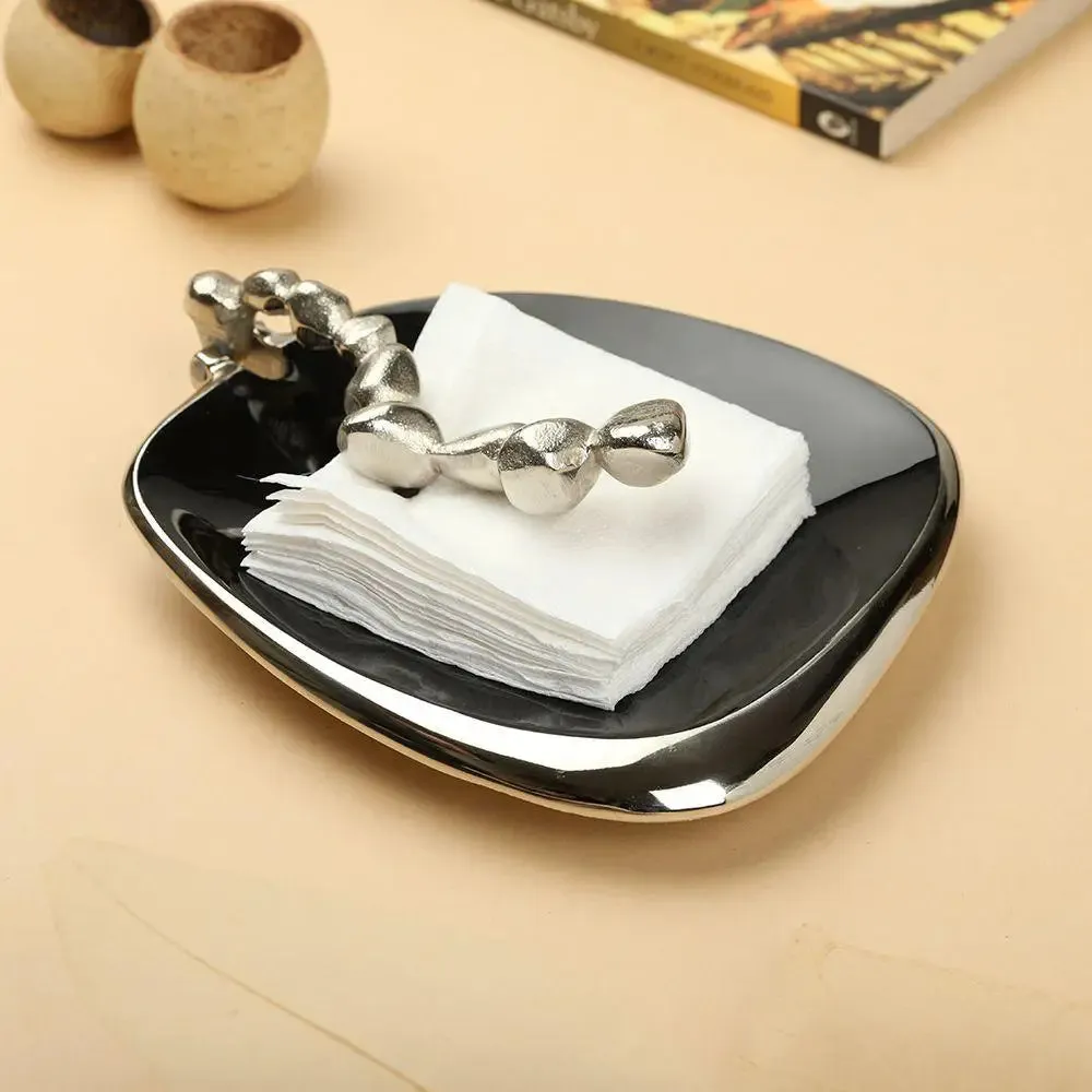 Gorgeous Aluminium Tray & Bowls Set in Black Finish