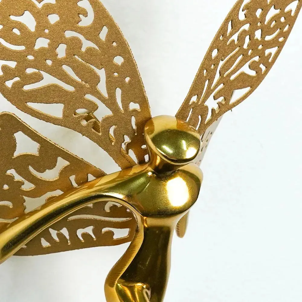 Gorgeous Angel With Wings Metal Wall Decor for Living Room (Golden) - Set of 2