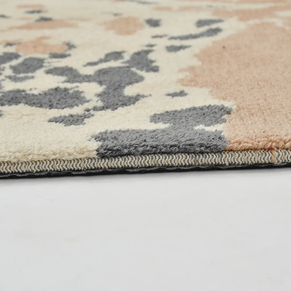 Gorgeous Beige and Grey Abstract Print Polyester Carpet 2X5