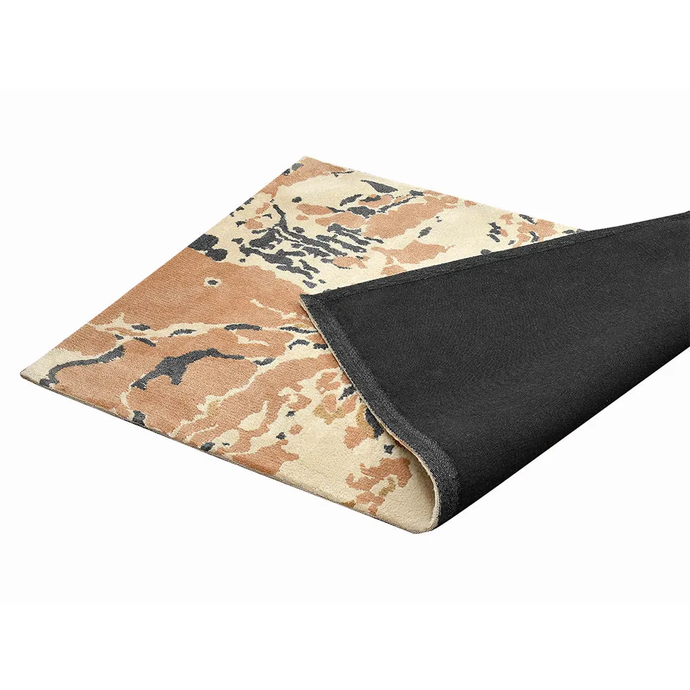 Gorgeous Beige and Grey Abstract Print Polyester Carpet 2X5