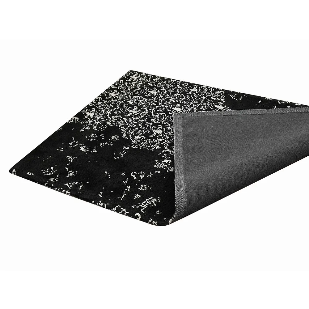 Gorgeous Black and Grey Abstract Print Polyester Carpet 2X5