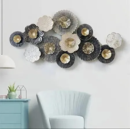 Gorgeous Black And White Metallic Wall Art Decor for Living Room (Large)