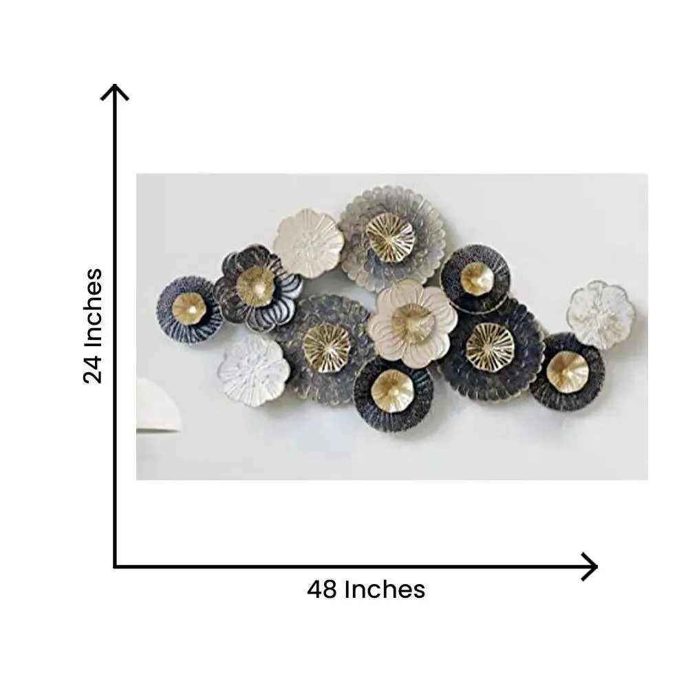 Gorgeous Black And White Metallic Wall Art Decor for Living Room (Large)