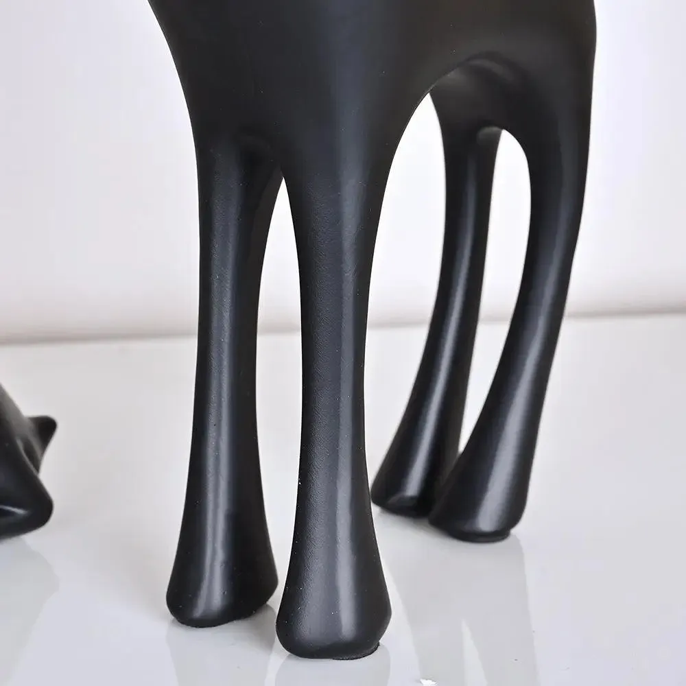 Gorgeous Black & Gold Polyresin Swamp Deer Figurine with Decorative Crystal Balls Sitting