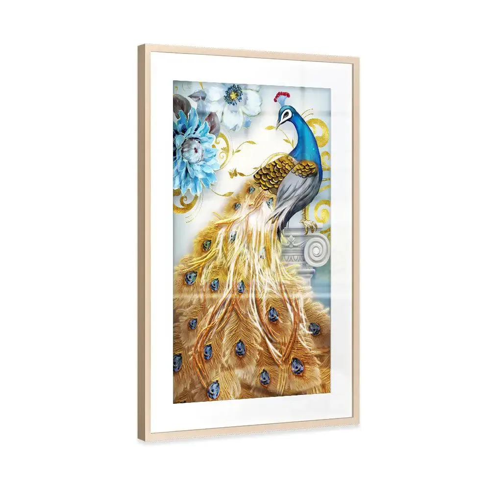 Gorgeous Blue Peacock Framed Wall Art- Large