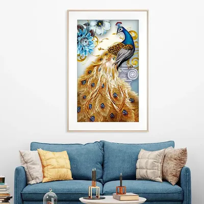 Gorgeous Blue Peacock Framed Wall Art- Large
